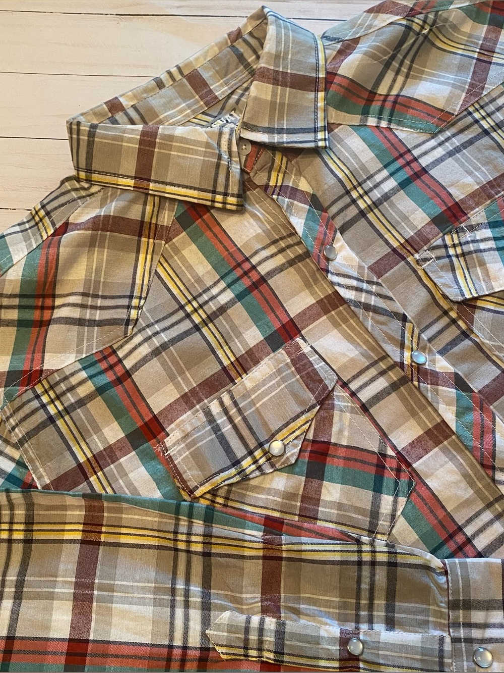 Men’s CASUAL COUNTRY OUTFITTERS Western LS Pearl Snap Plaid Shirt Size XL NWT
